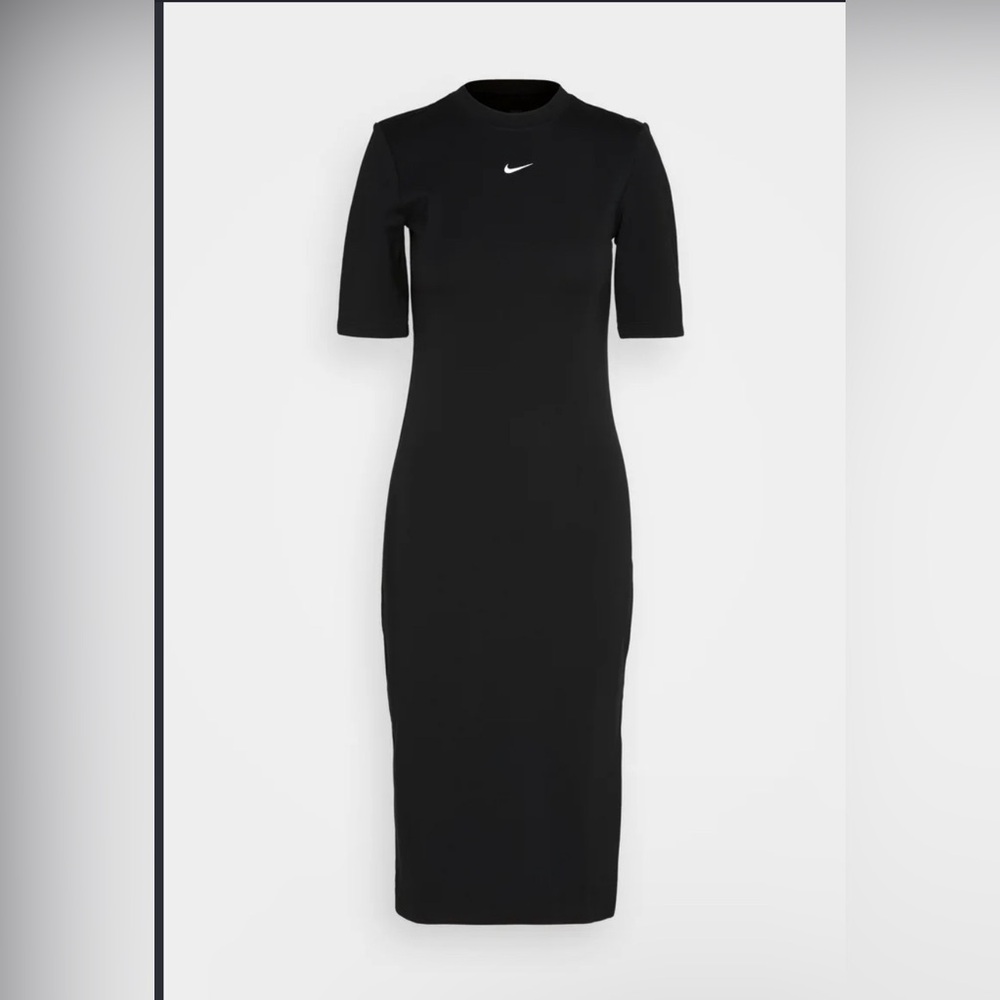 Nike Black Slim Midi Dress with Short Sleeves